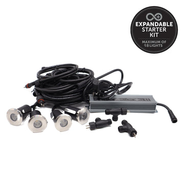 ellumière™ SMALL DECK LIGHT STARTER KIT | 4 X 1W LIGHTS, 100W TRANSFORMER