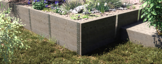 Sleeper T post used to create a raised bed 