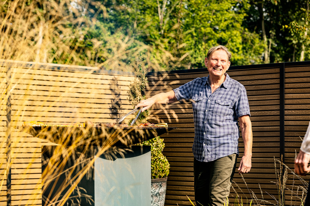 DuraPost urban slatted composite fence panels in natural 