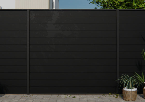 Sleek Aluminium Privacy Panel 1.82m x 0.6m in Sahara Black – Birkdale